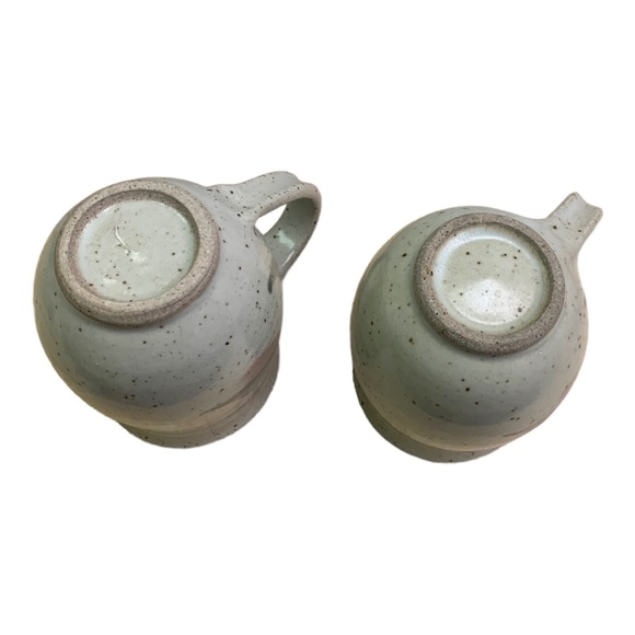 Handthrown Artisan Pottery Mugs Pastel Leaf Swirl Speckled Stone Boho Country - Picture 10 of 10